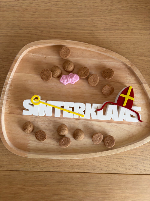 3d geprinte tekst ‘Sinterklaas’ met mijter